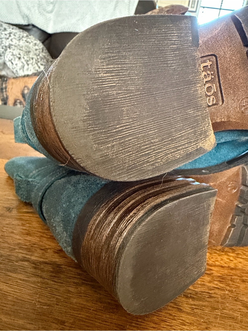 Taos Teal distressed leather ankle boots size 40 EU EUC - Picture 9 of 13